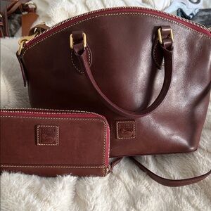 Dooney & Bourke Rich Brown Leather Satchel and Wallet